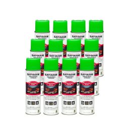 Rust-Oleum Fluorescent Green Inverted Tip Industrial Marking Paint 17oz [12ct]